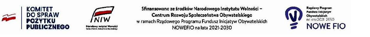 Logo flaga narodowa Komitet do Spraw Użytku  Publicznego, flaga NIW , sfinansowano ze środków Narodowego Instytutu Wolności- Centrum Rozwoju Społeczeństwa Obywatelskiego Nowe Fio